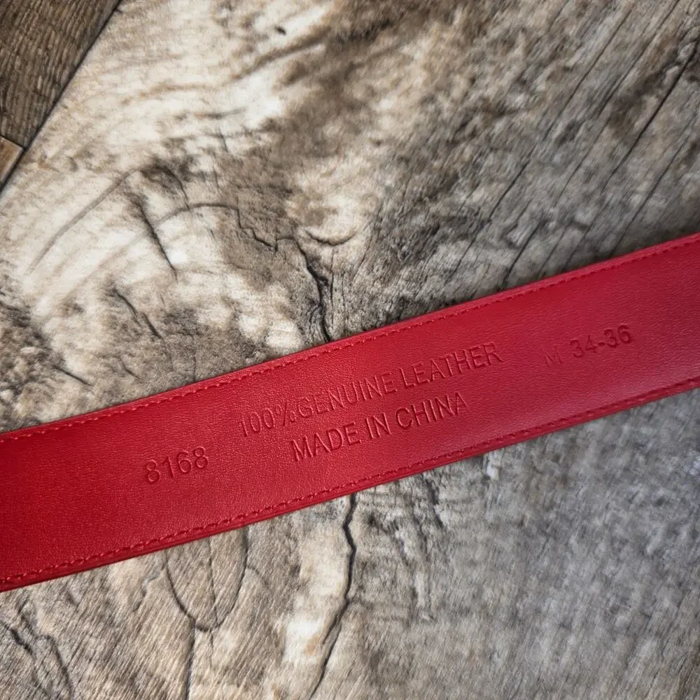 Red Leather Slider Belt